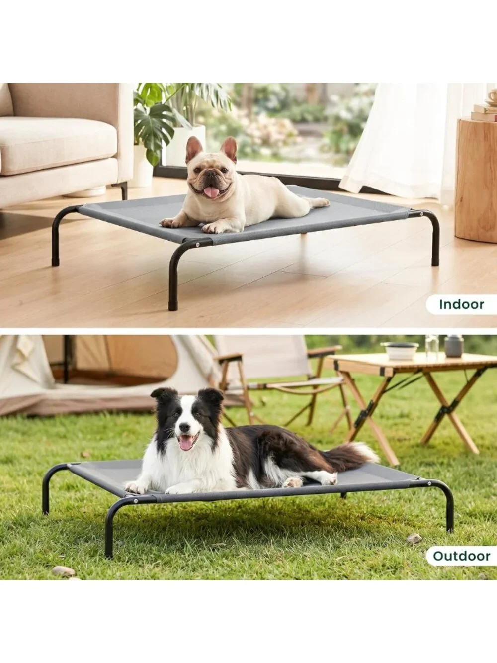 Elevated Cooling Dog Bed for Large Pets - Portable Indoor/Outdoor Cot, Durable